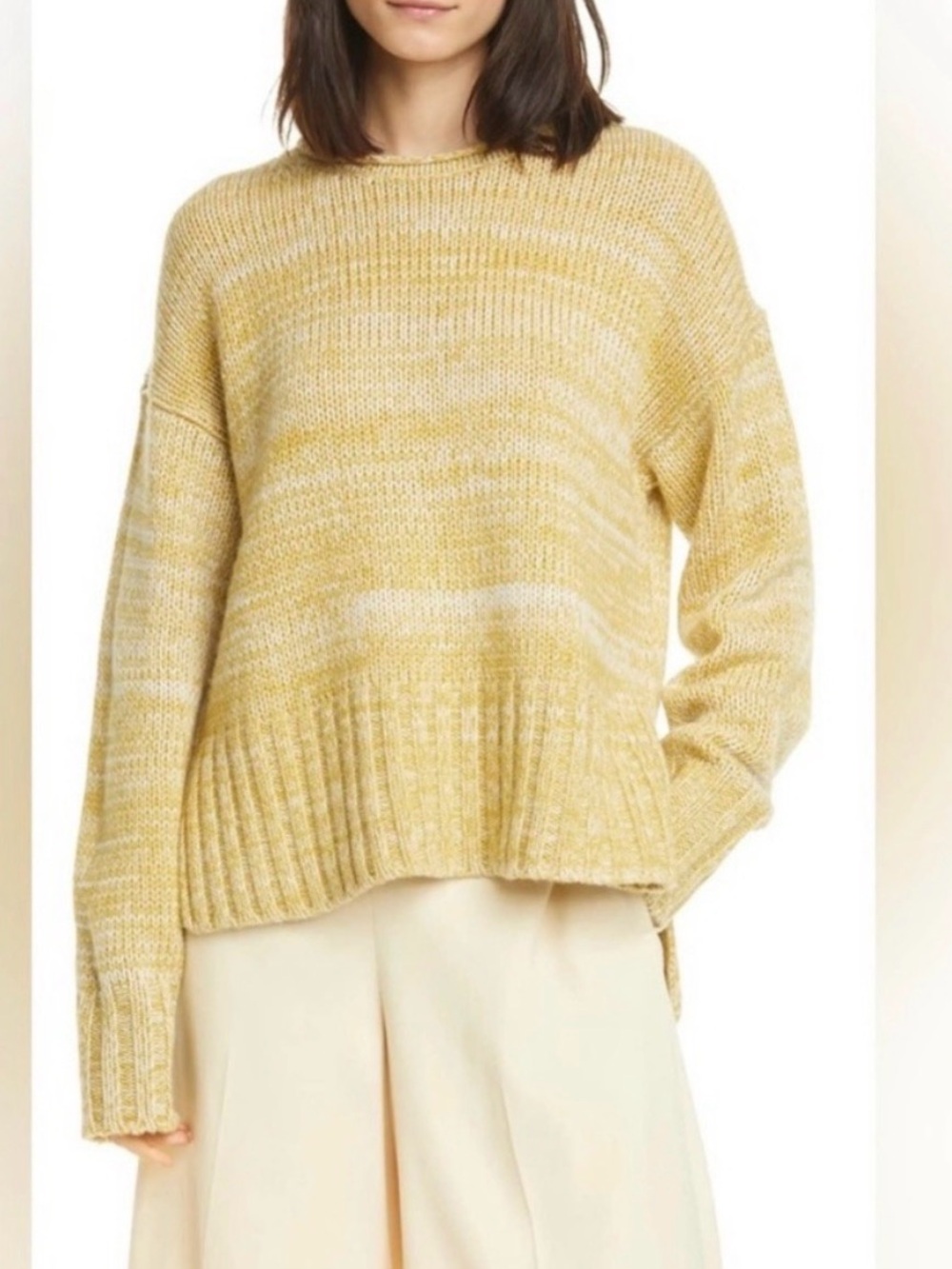 Vince Marled Wool Cashmere Double Slit Crew Knit Sweater Size Small